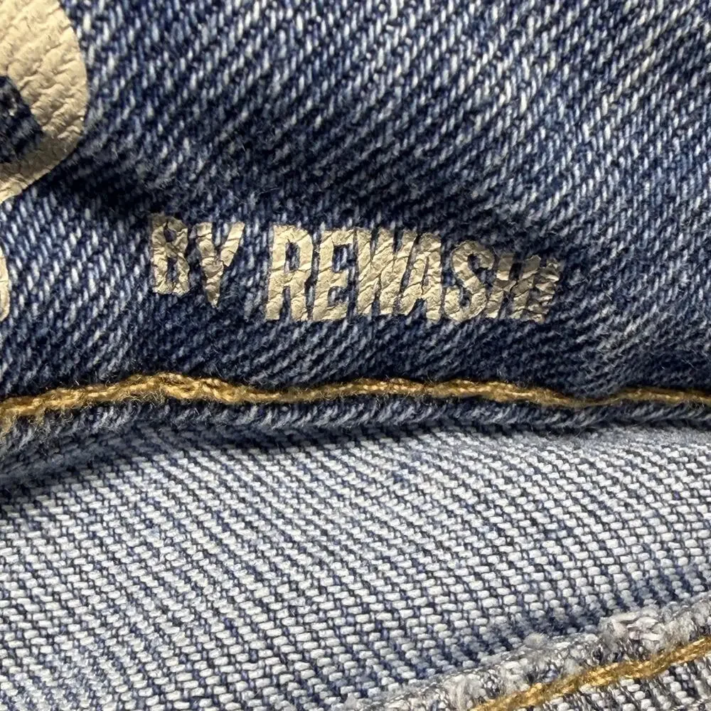 BY REWASH Shorts Jorts 1/25 Blue High Rise Denim Distressed Cutoff